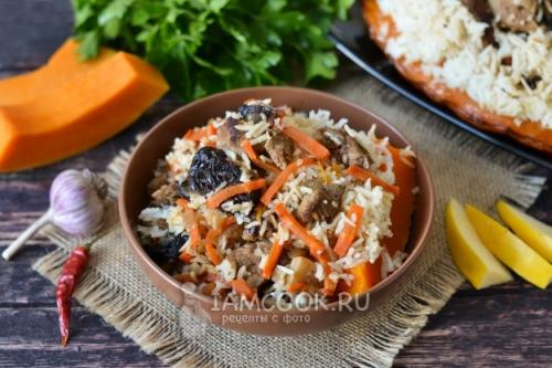 Плов по-индийски в тыкве. Плов в тыкве в духовке 10