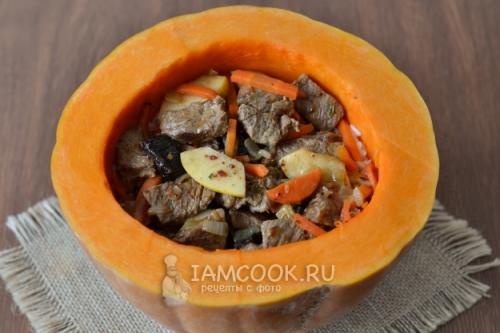 Плов по-индийски в тыкве. Плов в тыкве в духовке 06