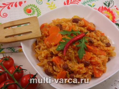 Рис с консервированной фасолью в мультиварке. Рис с молодой капустой и фасолью