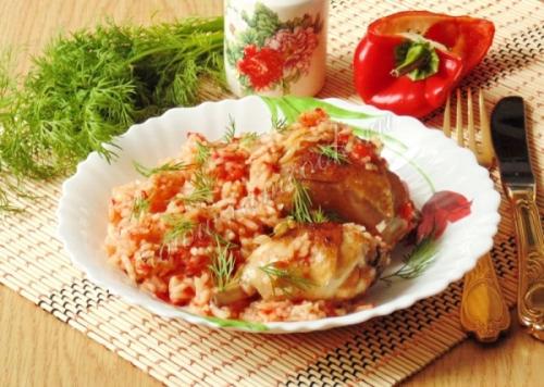 Рис с курицей и овощами в томатном соусе. Курица с рисом в томатном соусе 10 Рис с курицей и овощами в томатном соусе. Курица с рисом в томатном соусе 10