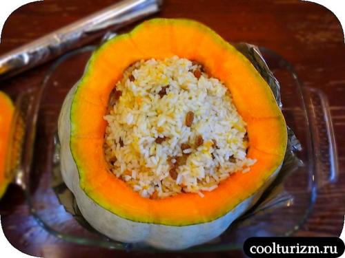 Плов в тыкве с курицей. Плов с курицей в тыкве