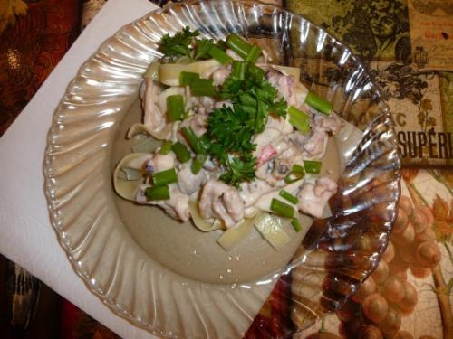 Тушеные кальмары с грибами. Кальмары с грибами в сметане