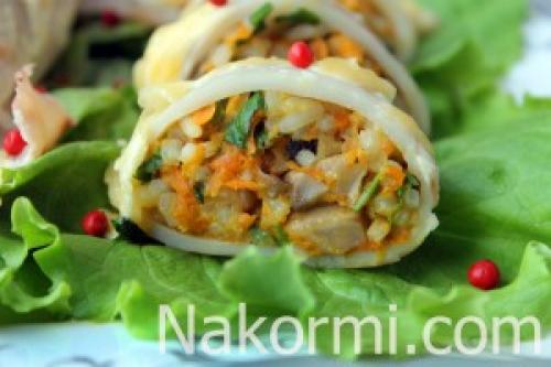 Что такое кальмары фаршированные красной рыбой. Приготовление