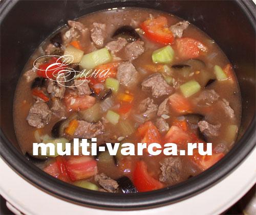 Говядина с баклажанами и болгарским перцем в мультиварке. Мясо с баклажанами и помидорами в мультиварке 06 Говядина с баклажанами и болгарским перцем в мультиварке. Мясо с баклажанами и помидорами в мультиварке 06