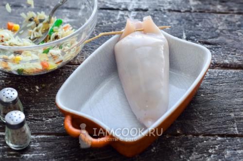 Вкусный рецепт фаршированных кальмаров с грибами в духовке 06 Вкусный рецепт фаршированных кальмаров с грибами в духовке 06