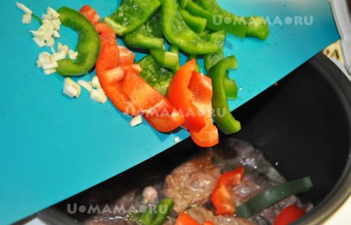 Говядина с перцем в мультиварке. Говядина с перцем и помидорами, тушеная в мультиварке