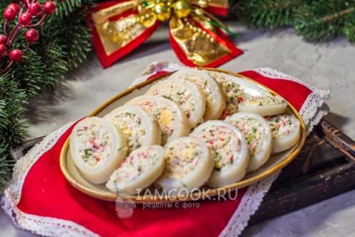 Необычный рецепт: фаршированный кальмар крабовыми палочками и яйцом 07 Необычный рецепт: фаршированный кальмар крабовыми палочками и яйцом 07