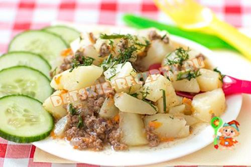 Тушеная картошка с фаршем в мультиварке. Картошка с фаршем в мультиварке