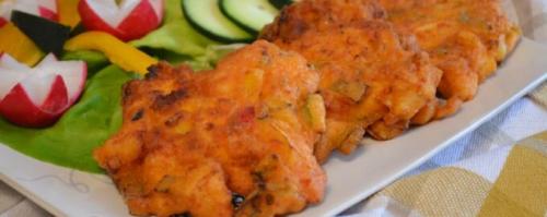 Куриные оладьи с болгарским перцем
