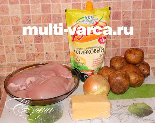 Мясо по-французски из курицы в мультиварке. Курица с картошкой и сыром в мультиварке 01