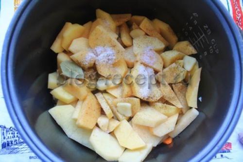 Тушеная картошка в мультиварке с курицей. Картофель тушеный с курицей, морковью и луком в мультиварке