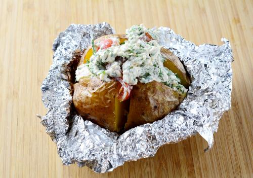 ПП блюда из картофеля. Печеный картофель с творогом и помидорами черри