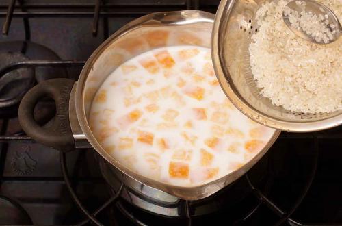 Рисовая каша в тыкве. Как приготовить рисовую кашу с тыквой в кастрюле на плите — рецепт молочной рисовой каши с тыквой с пошаговыми фото