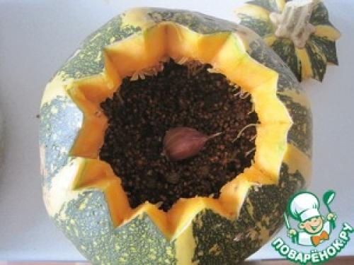 Гречневая каша в тыкве. Гречка с мясом, запеченная в тыкве